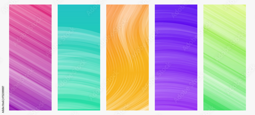 Poster Set of modern gradient backgrounds with wave line
