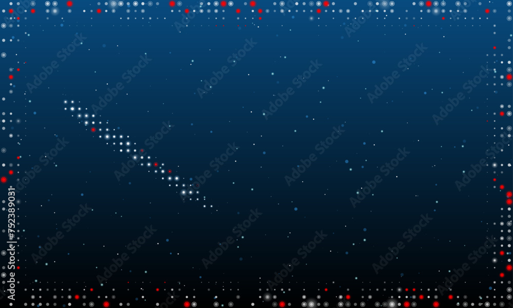 Poster on the left is the soldering iron symbol filled with white dots. pointillism style. abstract futuris