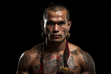 Obraz premium Generative AI image of martial arts master ready for a fight