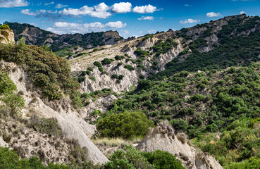 Fototapeta na wymiar view of Aliano badlands (calanchi), landscape made of clay sculptures eroded by the rainwater, Basilicata region, southern Italy