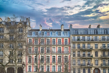 Paris, beautiful buildings, boulevard Voltaire in the 11e arrondissement of the french capital
 - obrazy, fototapety, plakaty