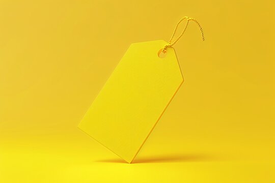 a yellow tag with a string