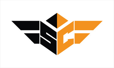 SC initial letter falcon icon gaming logo design vector template. batman logo, sports logo, monogram, polygon, war game, symbol, playing logo, abstract, fighting, typography, icon, minimal, wings logo