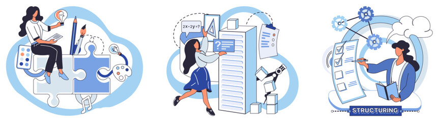Project management vector illustration. Effective project management requires continuous process improvement Planning is foundation on which successful project management is built Technology