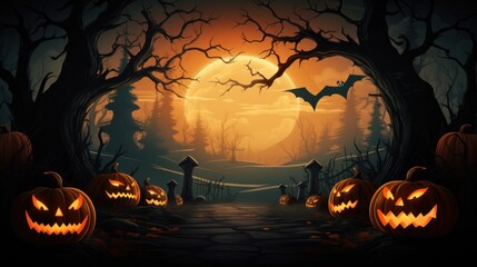 Mystical Halloween Background with Abundant Copy Area