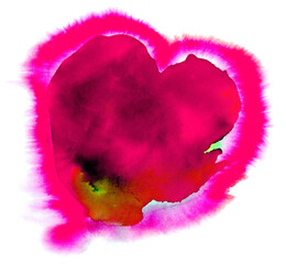 Hand drawn watercolor Heart in high definition texture isolated on white canvas
