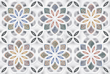 3d rendering of seamless tile background with embossed abstract ornament
