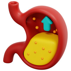 gastric reflux 3d render icon illustration