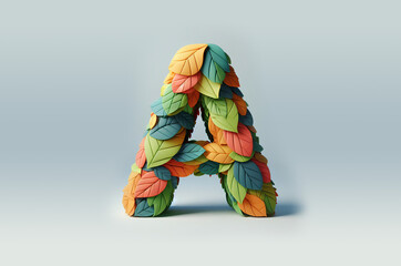 Flowers and Leaves 3D Alphabet A