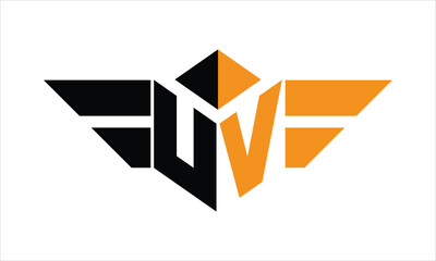 UV initial letter falcon icon gaming logo design vector template. batman logo, sports logo, monogram, polygon, war game, symbol, playing logo, abstract, fighting, typography, icon, minimal, wings logo