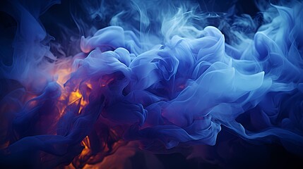 Deep indigo and sapphire blue liquids collide, producing a dazzling burst of energy that forms...