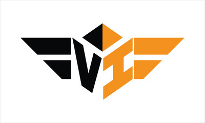 VI initial letter falcon icon gaming logo design vector template. batman logo, sports logo, monogram, polygon, war game, symbol, playing logo, abstract, fighting, typography, icon, minimal, wings logo