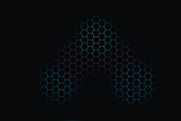 Technological hexagonal background with neon illumination
