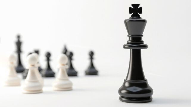 Black king chess piece stands tall, symbolizing strategy and power.