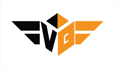 VQ initial letter falcon icon gaming logo design vector template. batman logo, sports logo, monogram, polygon, war game, symbol, playing logo, abstract, fighting, typography, icon, minimal, wings logo