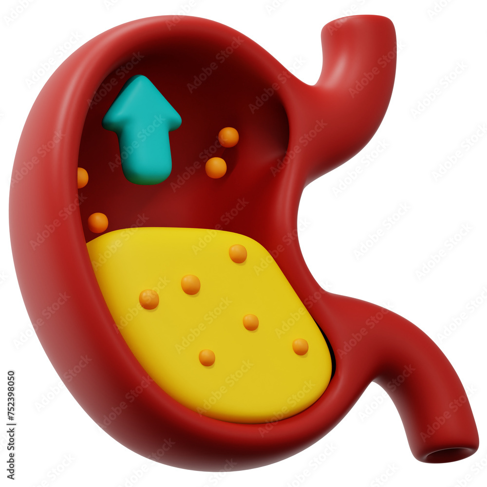 Sticker gastric reflux 3d render icon illustration