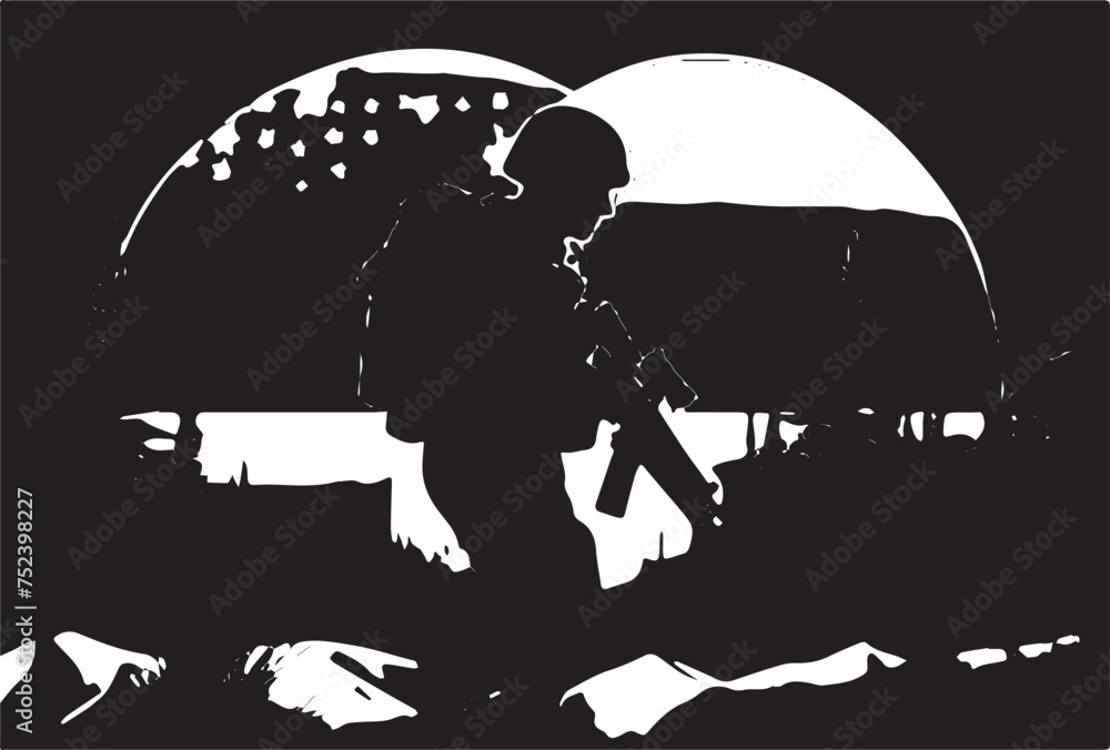 Sticker Military vector , Army background, soldiers grunge