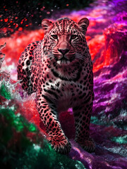 Elegant realistic cinematic wild leopard wallpaper