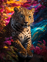 Obraz premium Elegant realistic cinematic wild leopard wallpaper