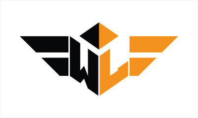 WL initial letter falcon icon gaming logo design vector template. batman logo, sports logo, monogram, polygon, war game, symbol, playing logo, abstract, fighting, typography, icon, minimal, wings logo
