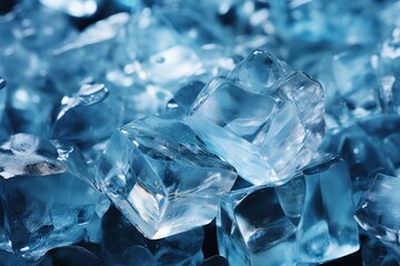 Multiple ice cubes stacked on a tables surface