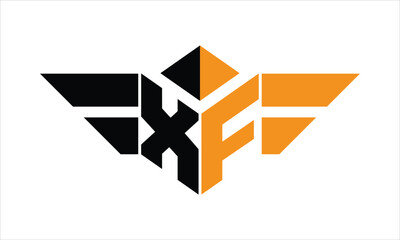 XF initial letter falcon icon gaming logo design vector template. batman logo, sports logo, monogram, polygon, war game, symbol, playing logo, abstract, fighting, typography, icon, minimal, wings logo