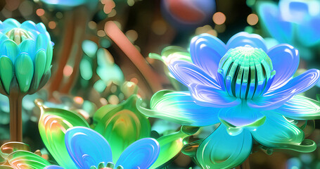 Beautiful abstract alien style flowers background