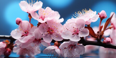 Detailed view of pink flowers blooming on a branch