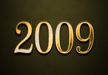 Old gold effect of year 2009 with 3D glossy style Mockup.	