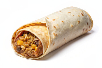burrito a large tortilla wrapped isolated on white