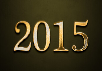 Old gold effect of year 2015 with 3D glossy style Mockup.	