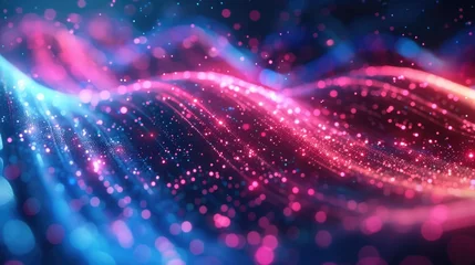 Rugzak abstract futuristic background with red blue glowing neon moving high speed wave lines and bokeh lights Data transfer concept Fantastic wallpaper  © YamunaART