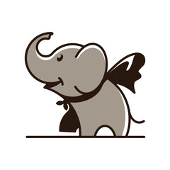 cute elephant superhero logo icon