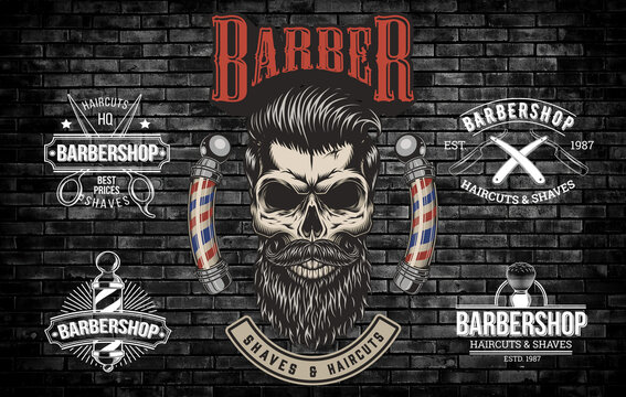 3D wallpaper showing a set of barber tools for barbershops
