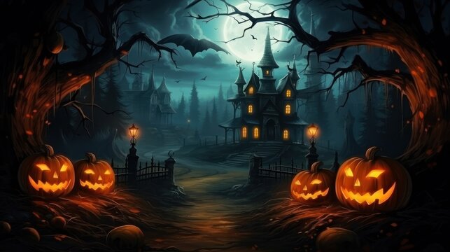 Terrifying Halloween Background with Adequate Text Space