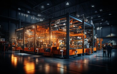 Industrial interior of a modern factory. 3d rendering toned image