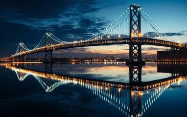 San Francisco Bay Bridge at night, California, United States of America