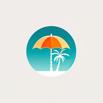 Palm Tree and Umbrella in a Circle