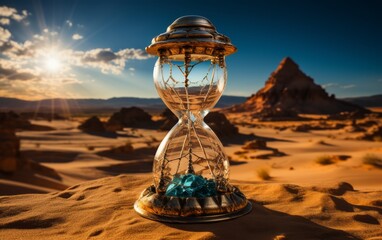 Sandglass in the Sahara desert, Morocco, Africa. Time concept - obrazy, fototapety, plakaty