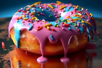 Fototapeta na wymiar sprinkled donut sitting top table