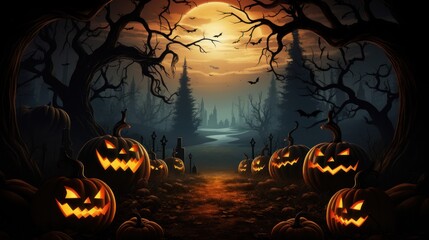 Fototapeta premium Grim Halloween Background with Ample Room for Text