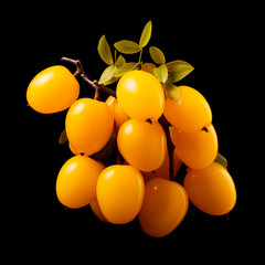 fresh orange fruit with leaves isolated on white