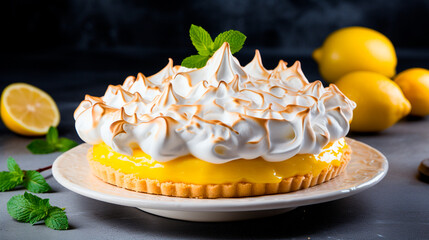 piece of lemon pie with whipped cream and lemon