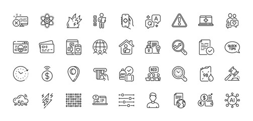 Time change, Card and Contactless payment line icons pack. AI, Question and Answer, Map pin icons. Analytics, Time management, Translation service web icon. Vector