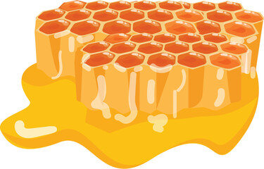 Beeswax with honey comb icon cartoon vector. Organic nutrition. Sweet dessert