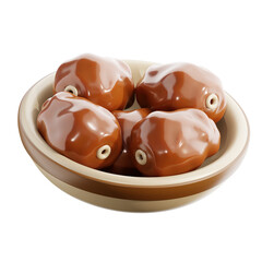 3D Date Bowl Isolated Icon Illustration Render