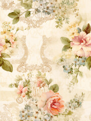 Seamless image. Floral Harmony: Pattern of Flowers, Perfect for Creative Decoupage and Craft Art
