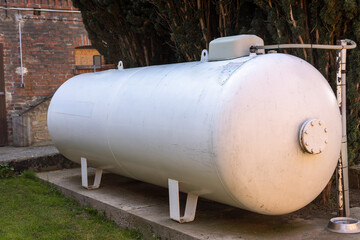 Natural gas tank, outdoors, in times of gas shortage and war