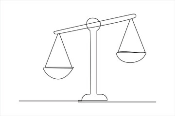 court legal scale in continuous one drawing. Libra or law identity concept simple vector illustartion