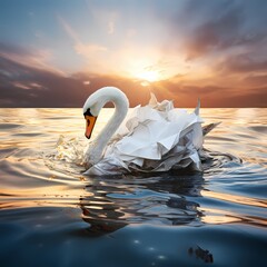 Transforming into a boat a swan and a flying bird symbolizes evolving ability and leadership in business change through innovation